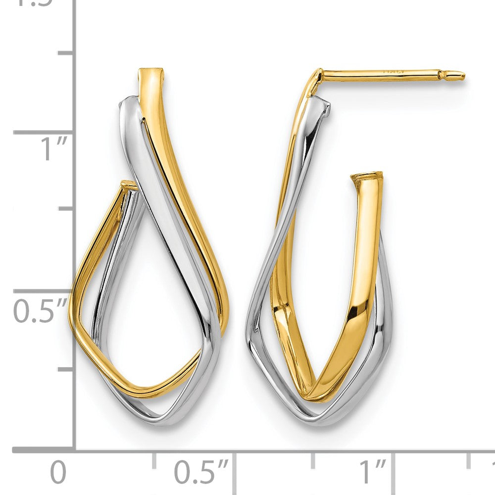 14K Gelb & Rhodium mit Rhodium Poliert Ohrstecker