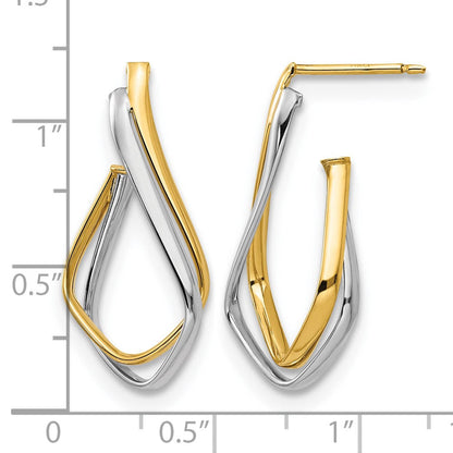 14K Gelb & Rhodium mit Rhodium Poliert Ohrstecker