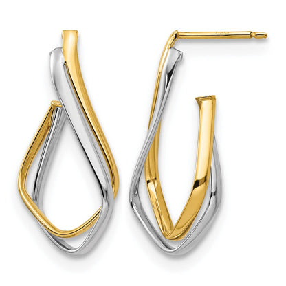 14K Gelb & Rhodium mit Rhodium Poliert Ohrstecker