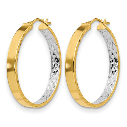 14K Gelb & Rhodium mit Weiß Poliert und Diamantiert Creolen