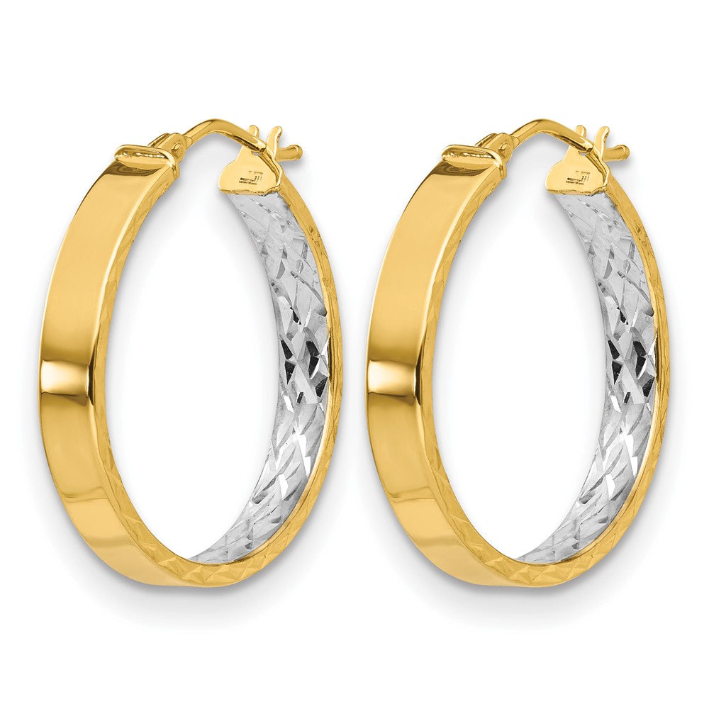 14K Gelb & Rhodium mit Weiß Poliert und Diamantiert Creolen
