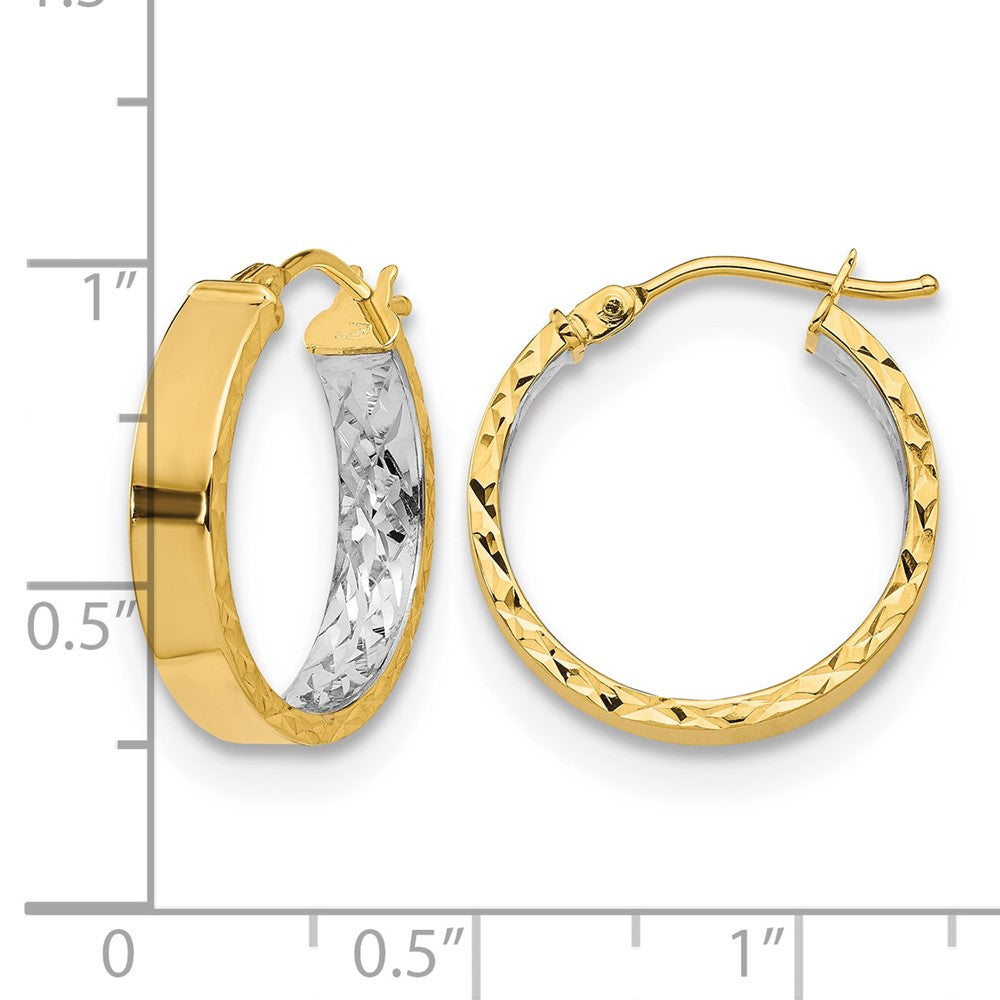 14K Gelb & Rhodium mit Weiß Poliert und Diamantiert Creolen