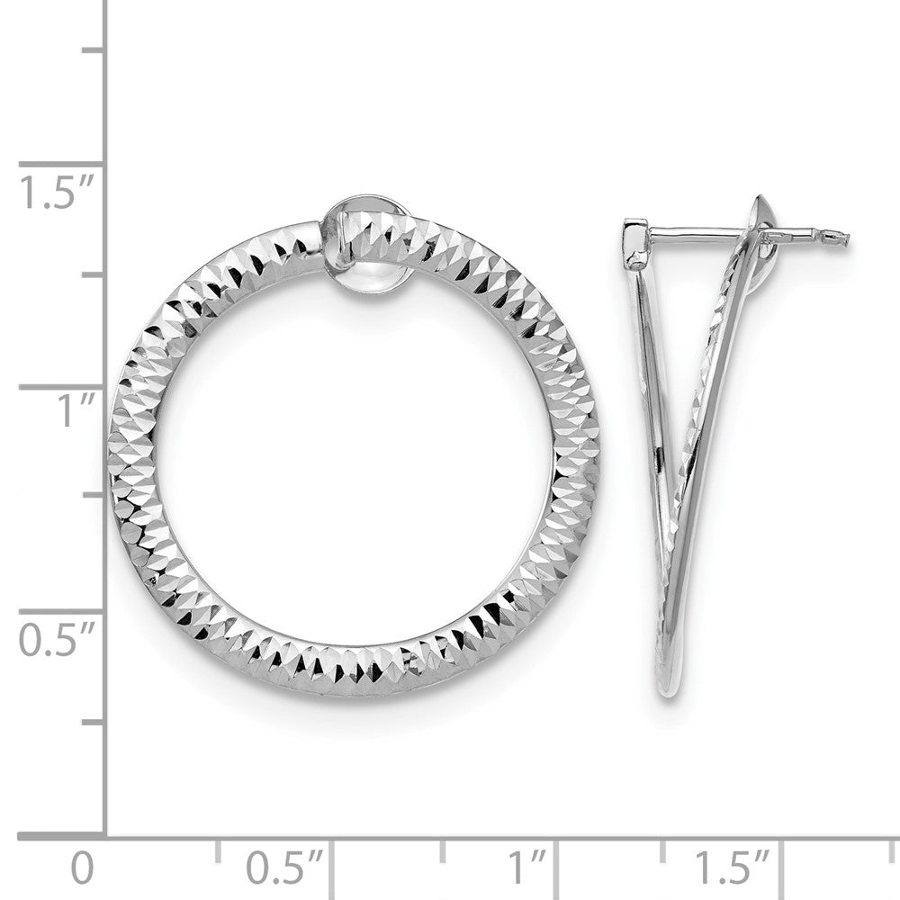 14K Weißgold Poliert & Diamantiert Flexibel Stecker Creolen