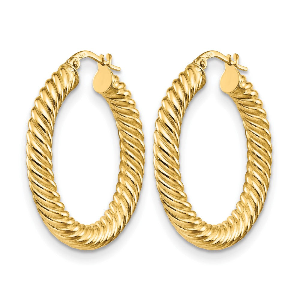 14K Gelbgold Poliert Gedreht Creolen