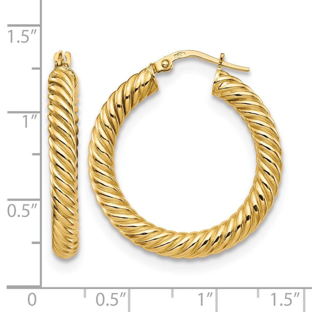14K Gelbgold Poliert Gedreht Creolen