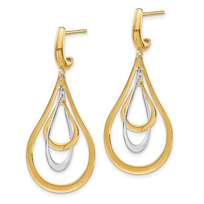 14K Bicolor Poliert Stecker Ohrhänger