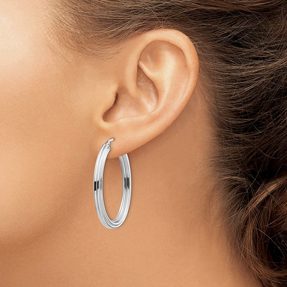 14K Bicolor Poliert Stecker Ohrhänger