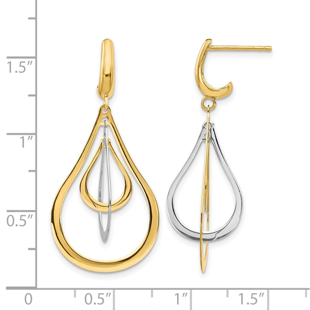 14K Bicolor Poliert Stecker Ohrhänger