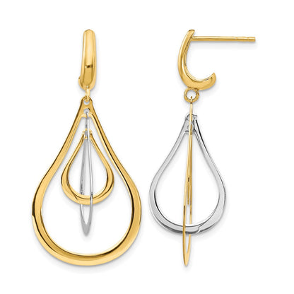14K Bicolor Poliert Stecker Ohrhänger