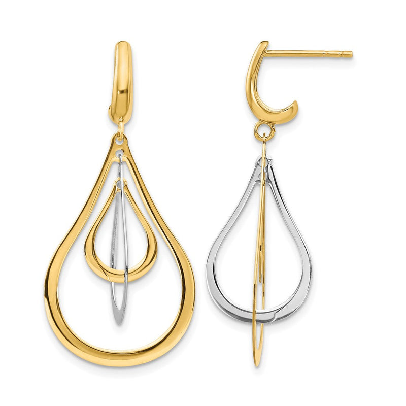 14K Bicolor Poliert Stecker Ohrhänger