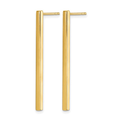 14K Gelbgold Poliert Stecker Hängend Stab Ohrringe