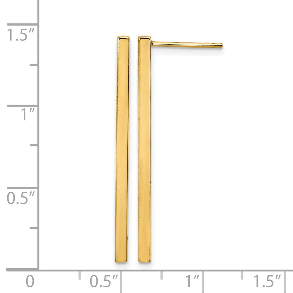 14K Gelbgold Poliert Stecker Hängend Stab Ohrringe