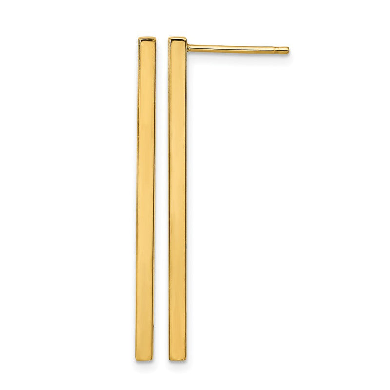 14K Gelbgold Poliert Stecker Hängend Stab Ohrringe
