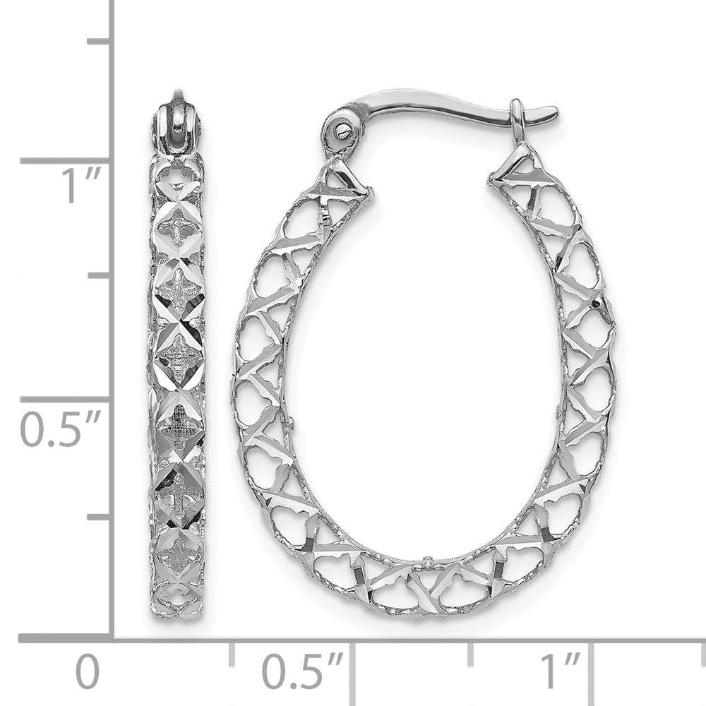 14K Weißgold Poliert Diamantiert Hohl Creolen