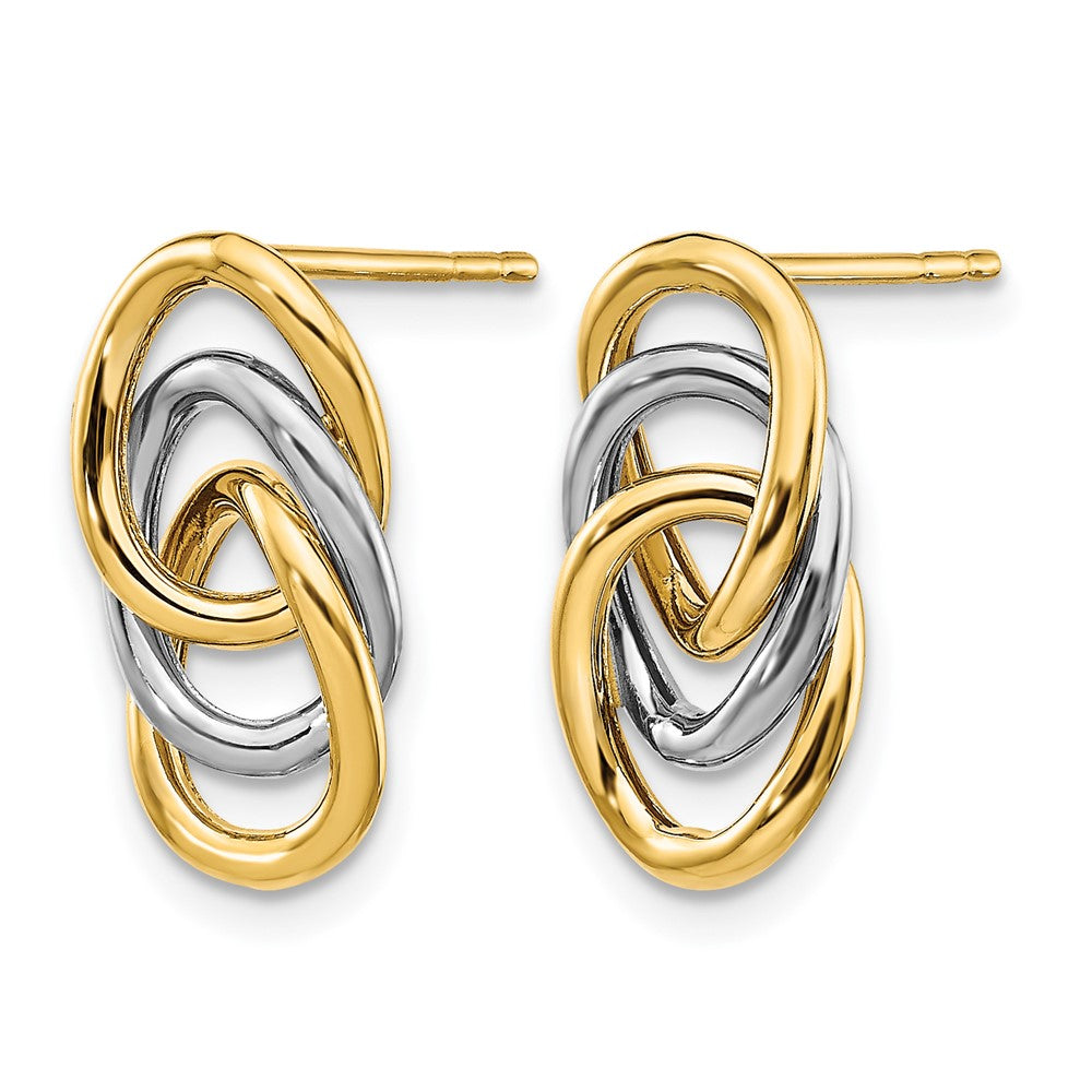 14K Bicolor Poliert Kreise Ohrstecker