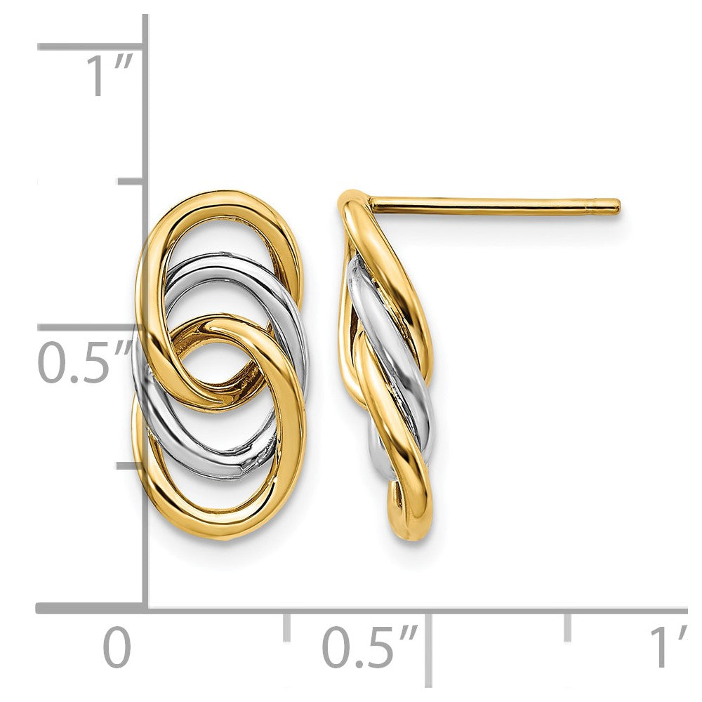 14K Bicolor Poliert Kreise Ohrstecker