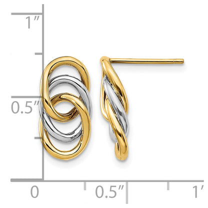 14K Bicolor Poliert Kreise Ohrstecker