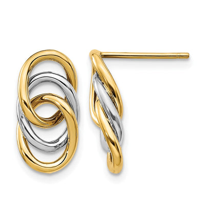 14K Bicolor Poliert Kreise Ohrstecker