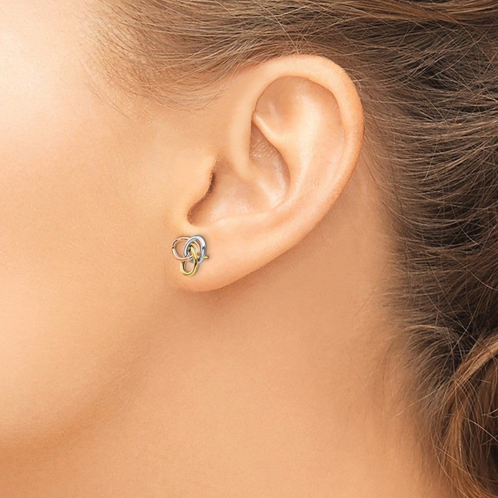 14K Tricolor Poliert Rings Ohrstecker