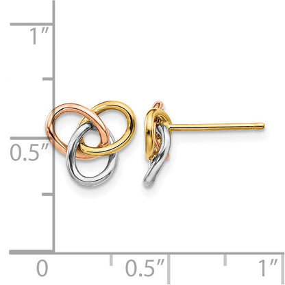 14K Tricolor Poliert Rings Ohrstecker