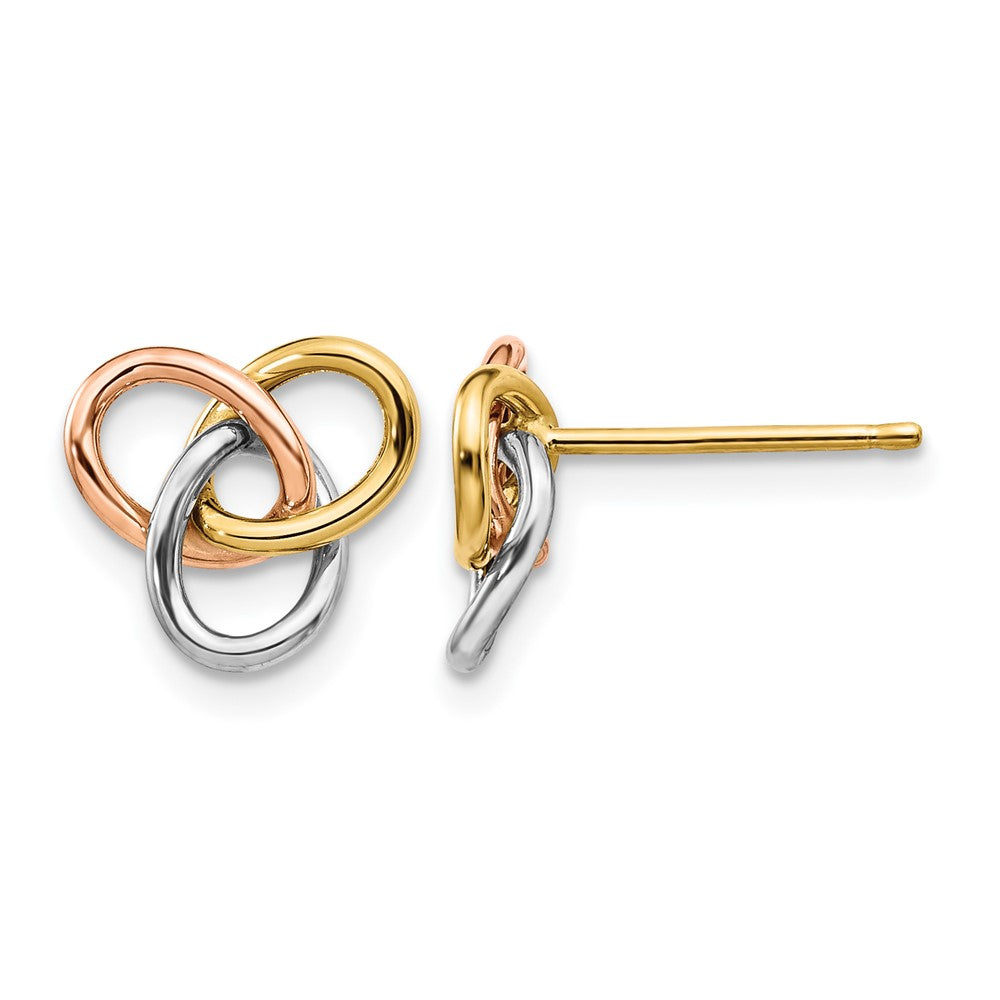 14K Tricolor Poliert Rings Ohrstecker