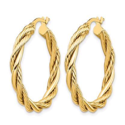 14K Gelbgold Poliert Gedreht Creolen