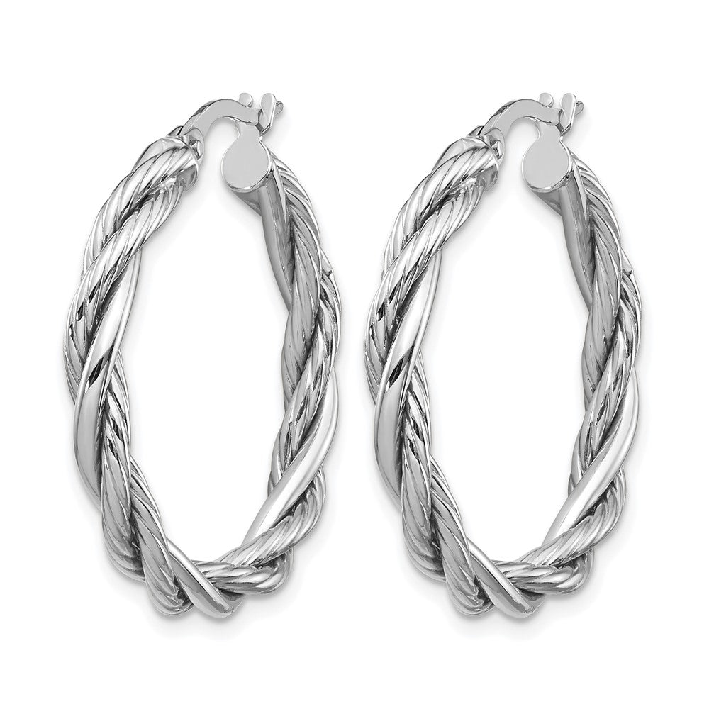 14K Gelb & Rhodium Weiß Poliert Gedreht Creolen