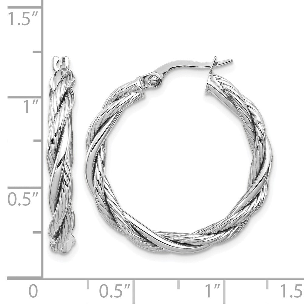 14K Gelb & Rhodium Weiß Poliert Gedreht Creolen