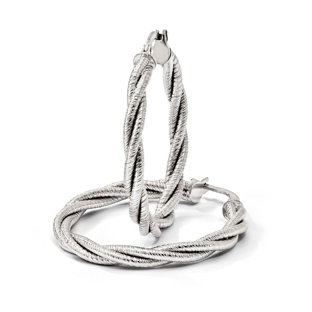 14K Gelb & Rhodium Weiß Poliert Gedreht Creolen
