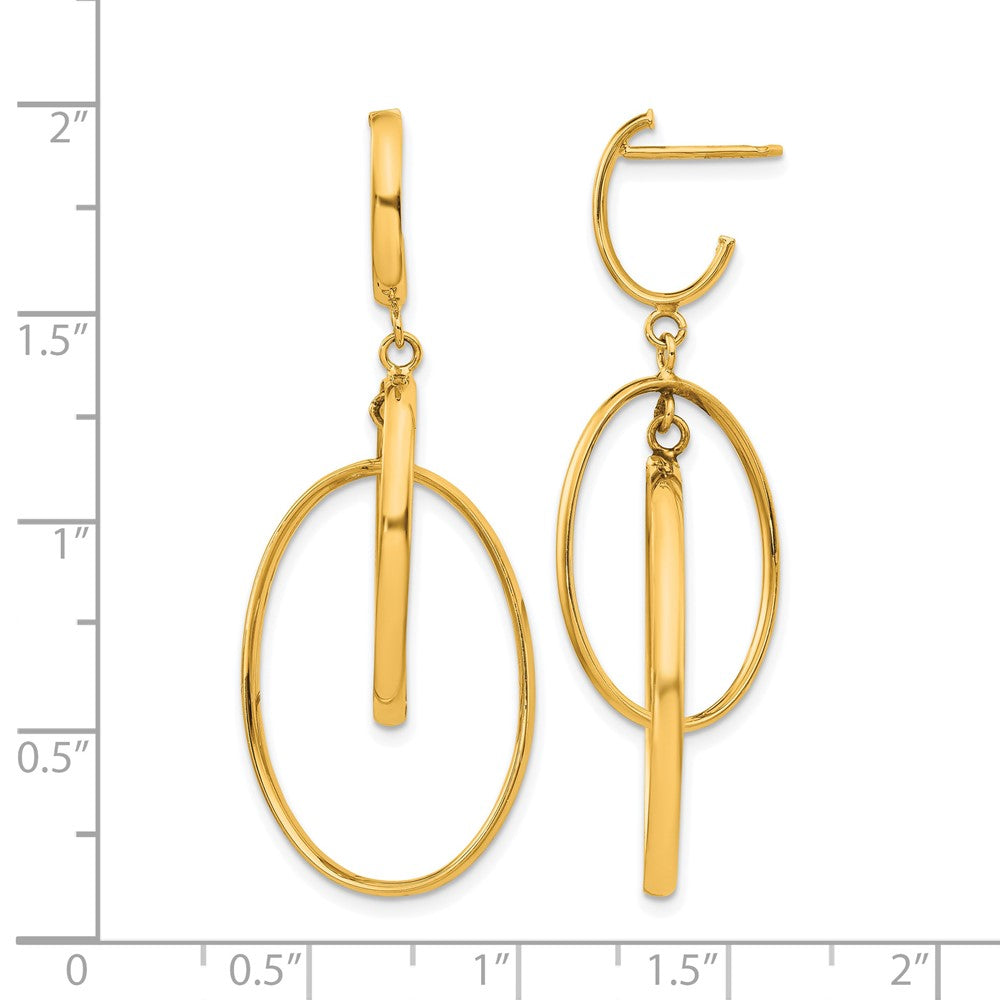 14K Gelbgold Poliert Stecker Ohrhänger