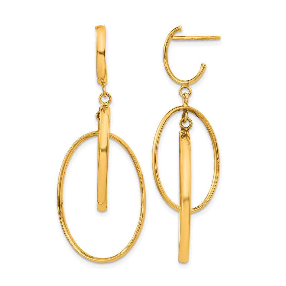 14K Gelbgold Poliert Stecker Ohrhänger