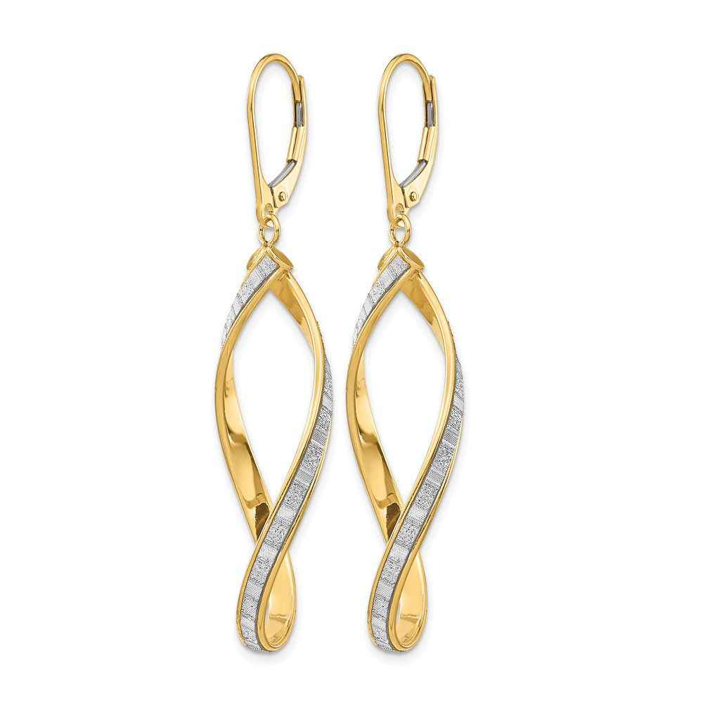14K Gelbgold Glimmer Infused Gedreht Ohrhänger mit Brisur