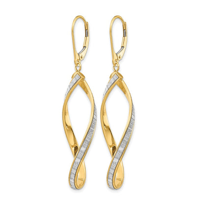 14K Gelbgold Glimmer Infused Gedreht Ohrhänger mit Brisur