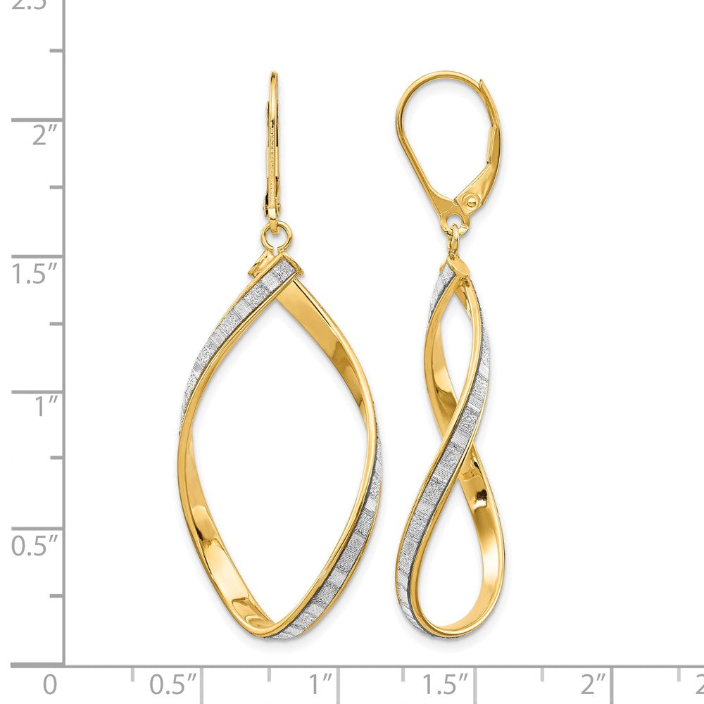14K Gelbgold Glimmer Infused Gedreht Ohrhänger mit Brisur
