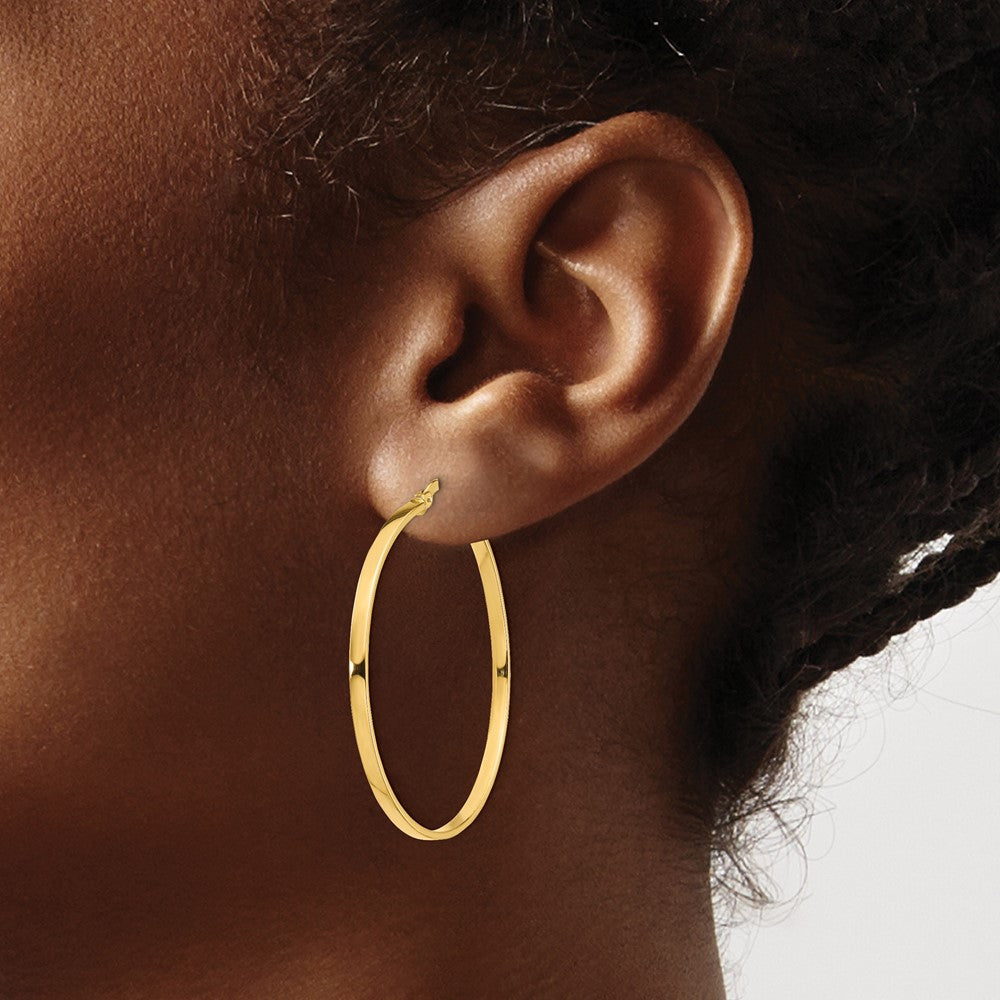 14K Gelbgold 2mm Poliert Creolen