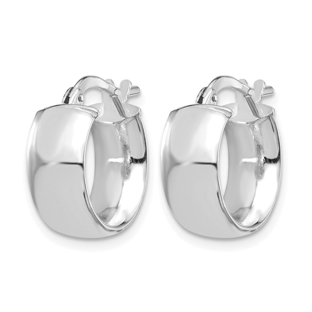 14K Gelb & Rhodium mit Weiß Beschichtung 6mm Hoch Poliert Huggie Ohrringe