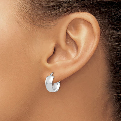 14K Gelb & Rhodium mit Weiß Beschichtung 6mm Hoch Poliert Huggie Ohrringe