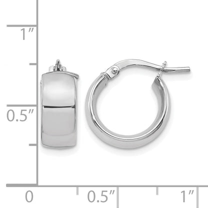 14K Gelb & Rhodium mit Weiß Beschichtung 6mm Hoch Poliert Huggie Ohrringe