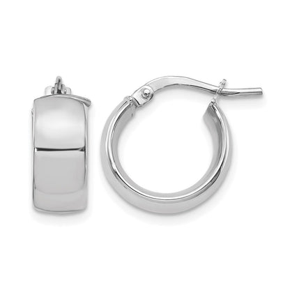 14K Gelb & Rhodium mit Weiß Beschichtung 6mm Hoch Poliert Huggie Ohrringe