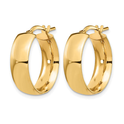 14K Gelbgold 6mm Hoch Poliert Creolen