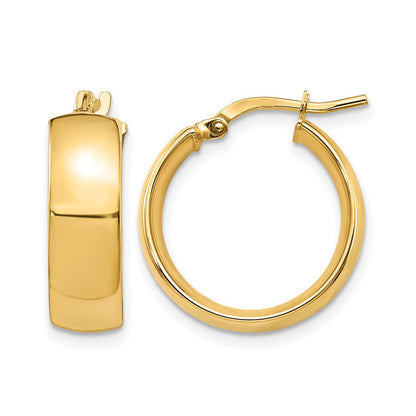 14K Gelbgold 6mm Hoch Poliert Creolen