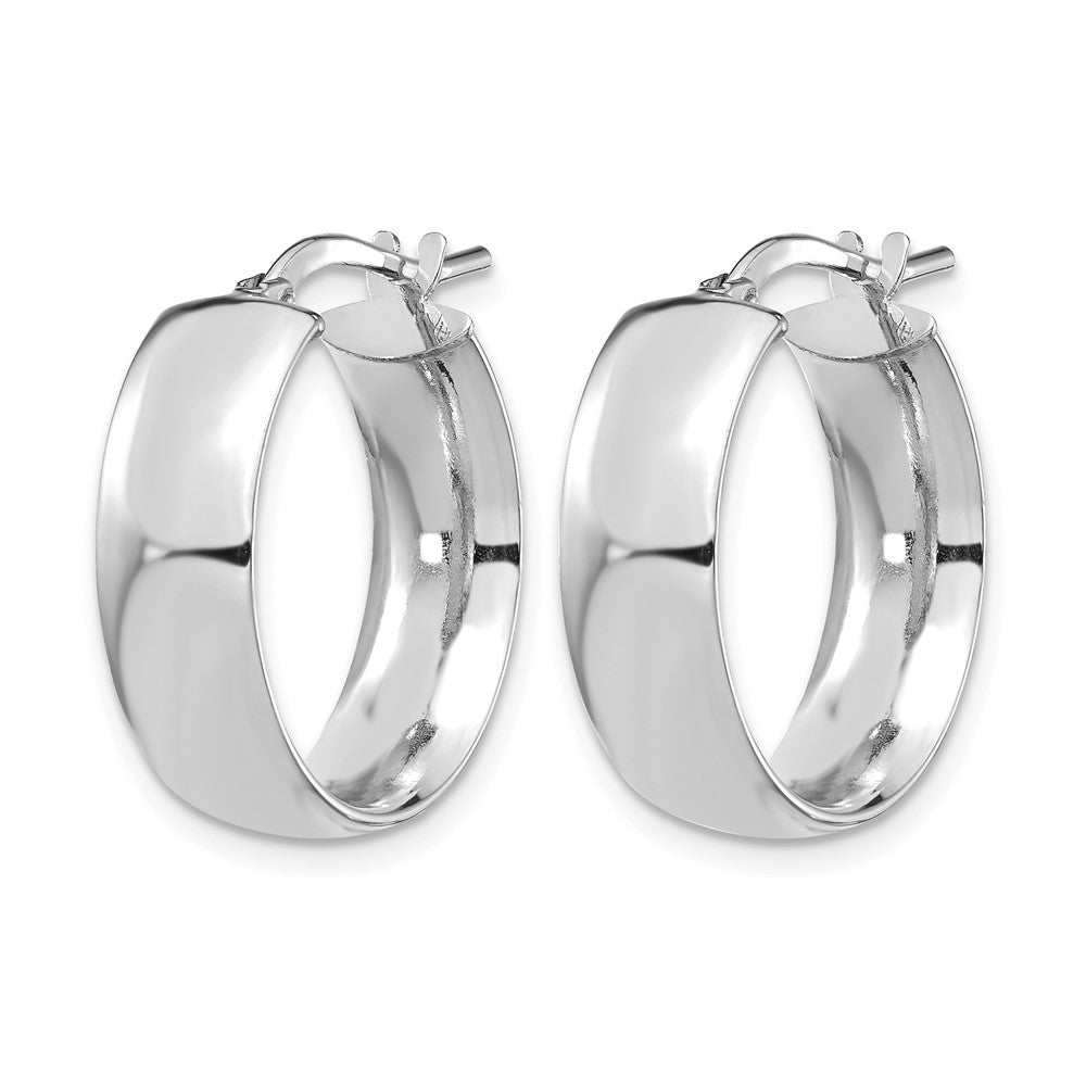 14K Gelb & Rhodium mit Weiß Beschichtung 6mm Hoch Poliert Creolen
