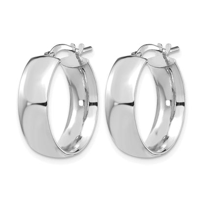 14K Gelb & Rhodium mit Weiß Beschichtung 6mm Hoch Poliert Creolen