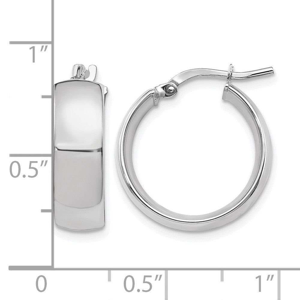 14K Gelb & Rhodium mit Weiß Beschichtung 6mm Hoch Poliert Creolen