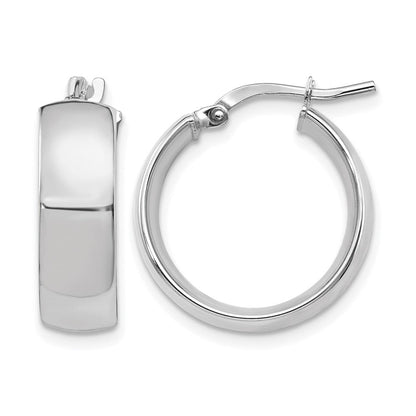 14K Gelb & Rhodium mit Weiß Beschichtung 6mm Hoch Poliert Creolen