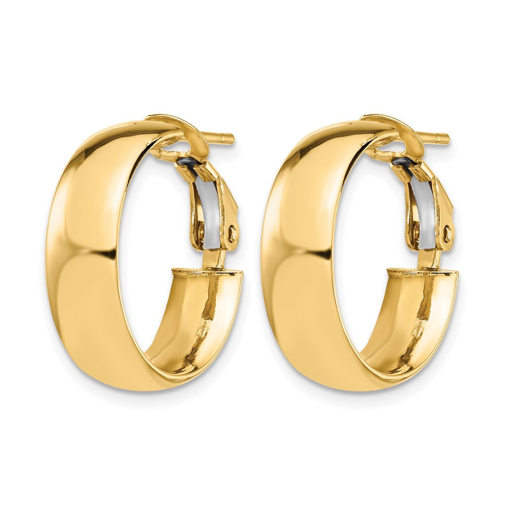 14K Gelbgold 6mm Hoch Poliert Omega Rückseite Creolen
