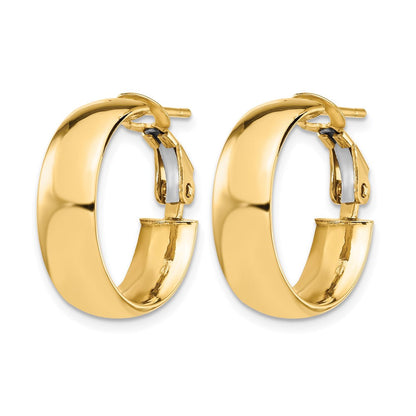 14K Gelbgold 6mm Hoch Poliert Omega Rückseite Creolen