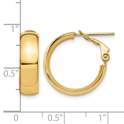 14K Gelbgold 6mm Hoch Poliert Omega Rückseite Creolen