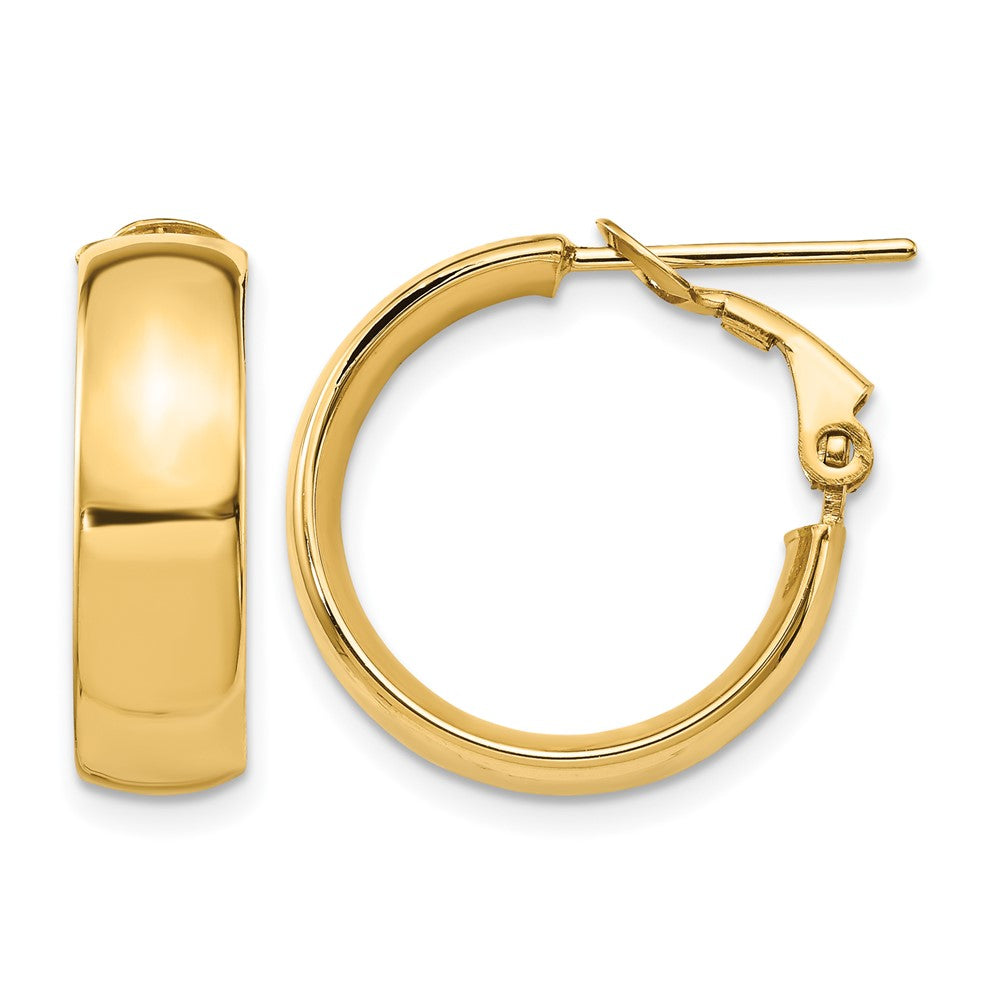 14K Gelbgold 6mm Hoch Poliert Omega Rückseite Creolen