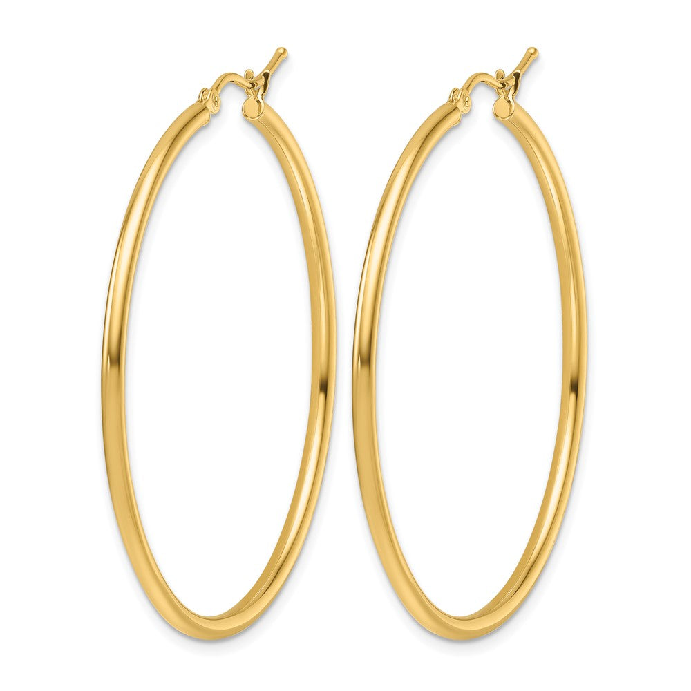 14K Gelbgold 2mm Poliert Klappbar Creolen